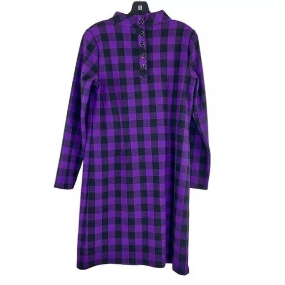 Talbots Dress Long Sleeve Purple and Black Plaid Buffalo Check NWOT Size M - Picture 6 of 6